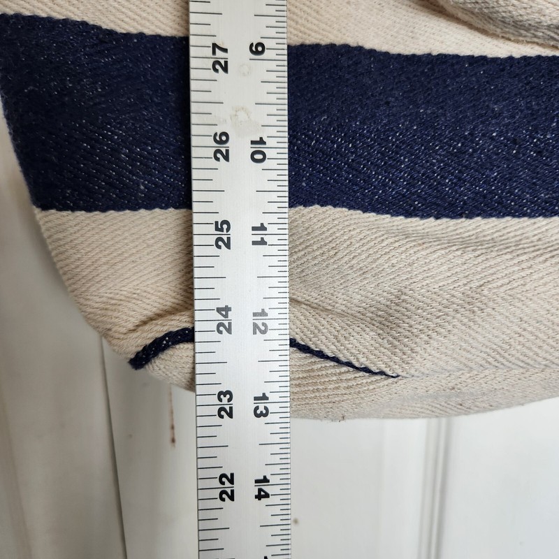 West Loop Canvas Striped Beach Tote Bag - Blue Tan - Lined Snap Close Pocket gallery