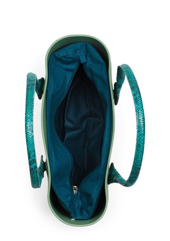 New O bag Obag Italy Eva Compound Tote Sage Green With Liner 15.5”W x11.5” H gallery