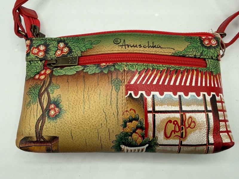 Anuschka Hand Painted Leather Crossbody Travel Organizer Bag-FRANCE Le Cafe gallery