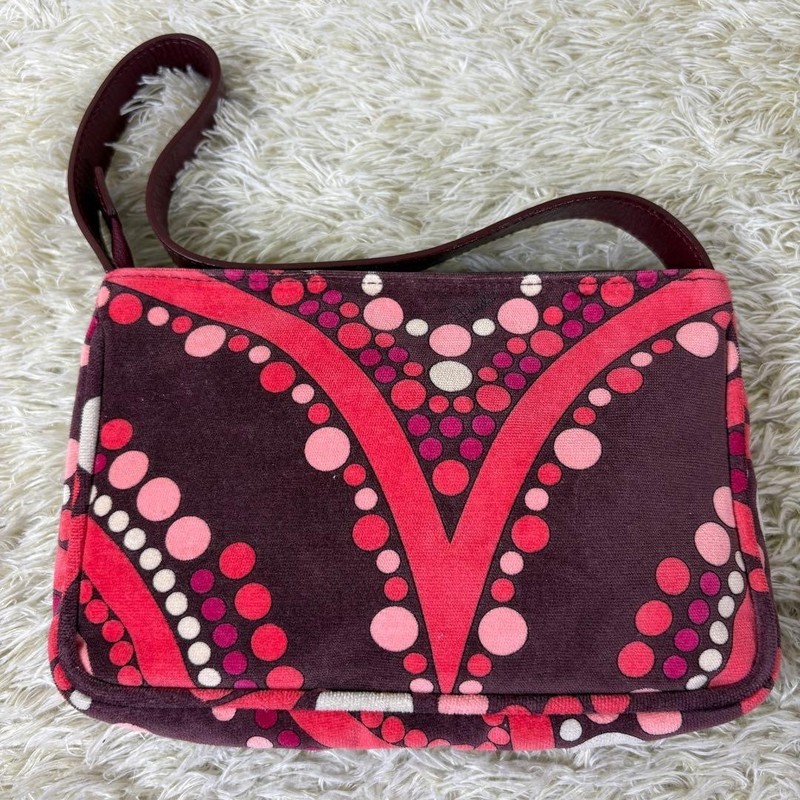 Emilio Pucci Handbag Velour Leather Multicolor Print Silver Hardware Dust Bag gallery