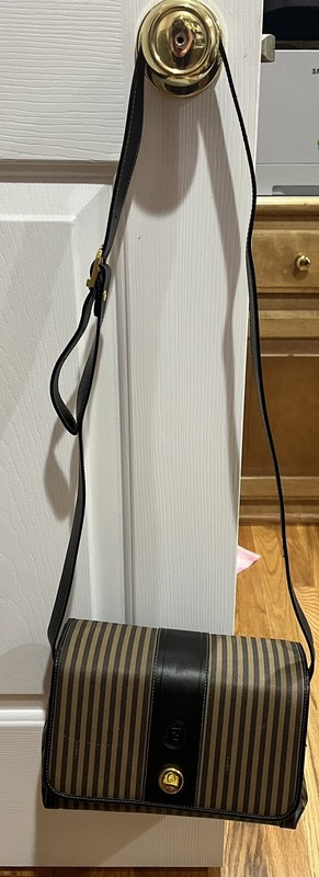 Vintage FENDI Two Tone Black/Brown Leather Long Strap Shoulder Bag gallery