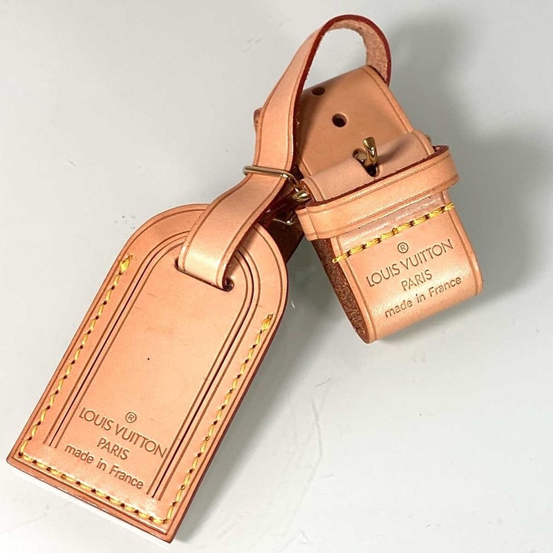 Authentic Louis Vuitton Vachetta Leather Luggage Name Tag & Poignet Strapr lv001