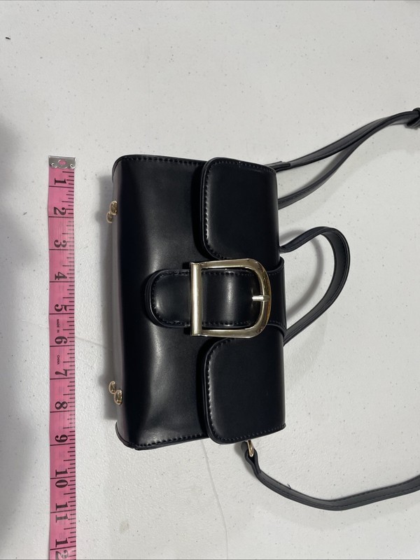Princess Polly Small Black Buckle Crossbody Bag Adjustable Strap Gold Hardware