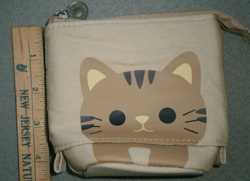 NEW! ADORABLE CAT Themed EXPANDABLE Pen / PENCIL or Make-up CASE in KHAKI gallery