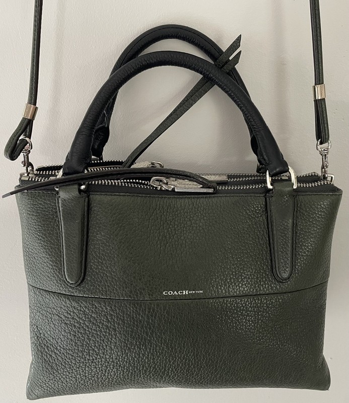 COACH Authentic Handbag The Mini Borough Bag In Leather Dark Green Color