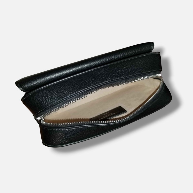 Strathberry Women Black Grain Leather Logo Camera Crossbody Bag gallery