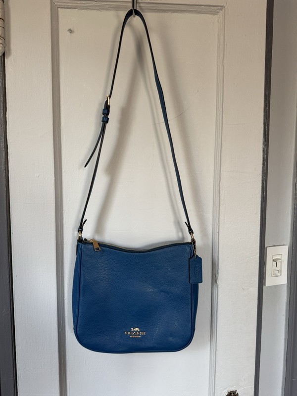 Coach Ellie File Bag Pebbled Leather Crossbody Blue