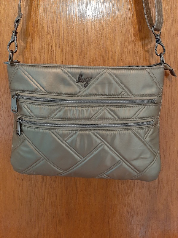 Lug Dazzle Metallic Olive Green Crossbody Purse Convertible Adjustable Strap Bag