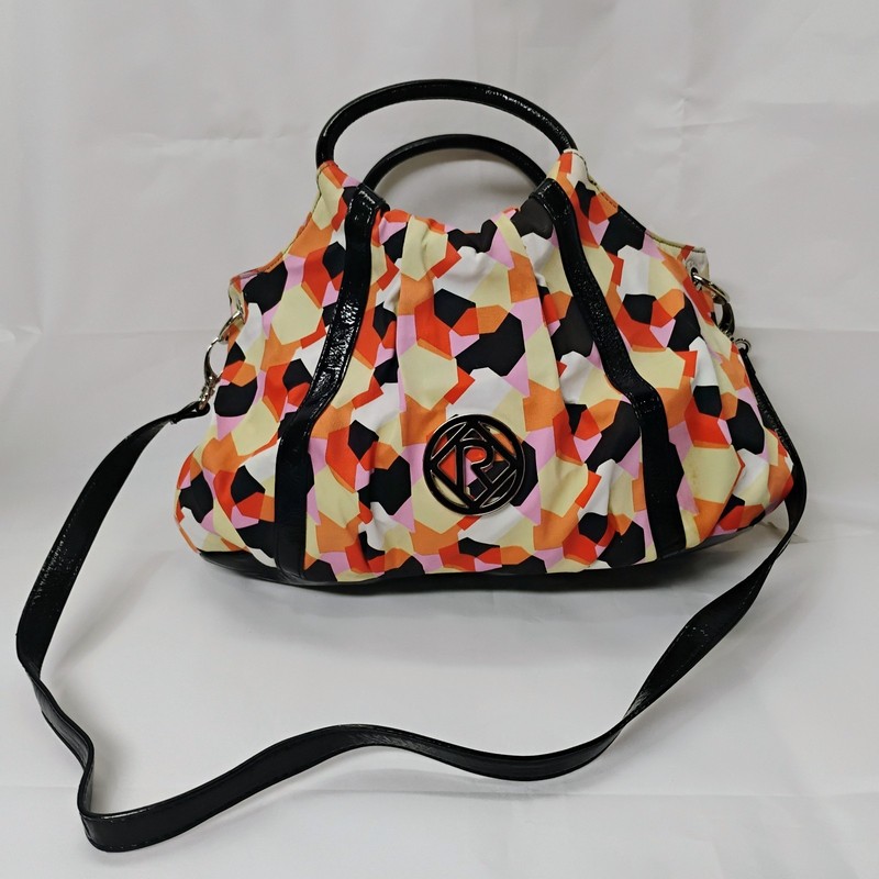 RELIC Handbag With Shoulder Strap – Black, Pink, Red, Orange, White Pattern