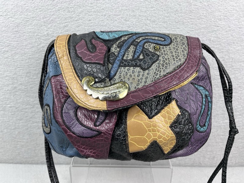 vintage NAS Bag Korea Patchwork Shoulder Bag Multicolor Reptile Retro Boho