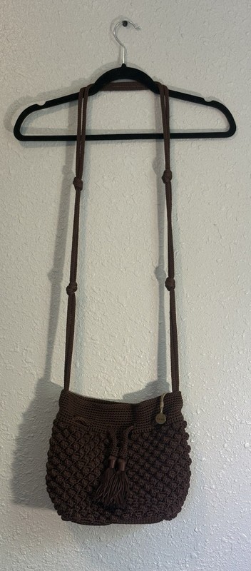 The Sak Ivy Crochet Bucket Crossbody Brown