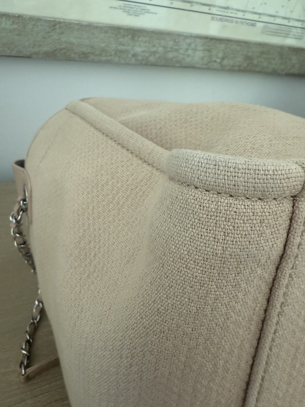 Authentic Chanel Mixed Fibers Medium Deauville Tote Beige gallery