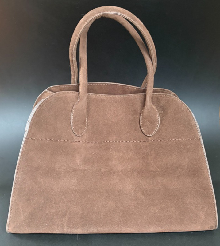 Yafirgeer Tote Bag/Handbag Chocolate Brown Microsuede W/Gold Hardware 15"X10"X9" gallery