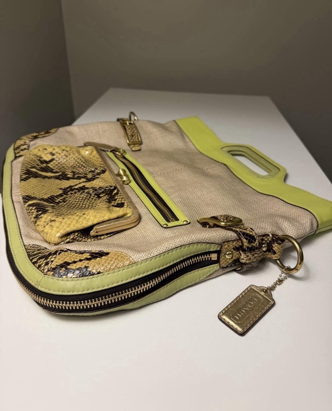 Coach Bonnie Straw & Python Leather Convertible Bag – 13400