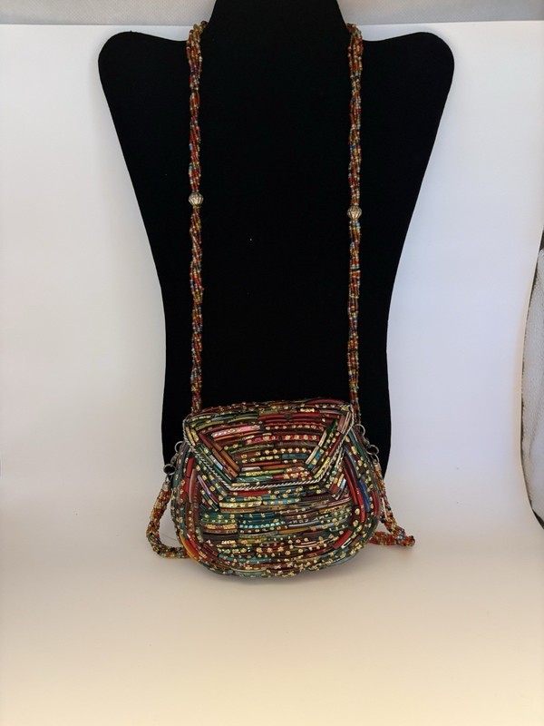 Tara Glass Wedding Bangle Handbag Hard Shell Beaded Strap India Purse