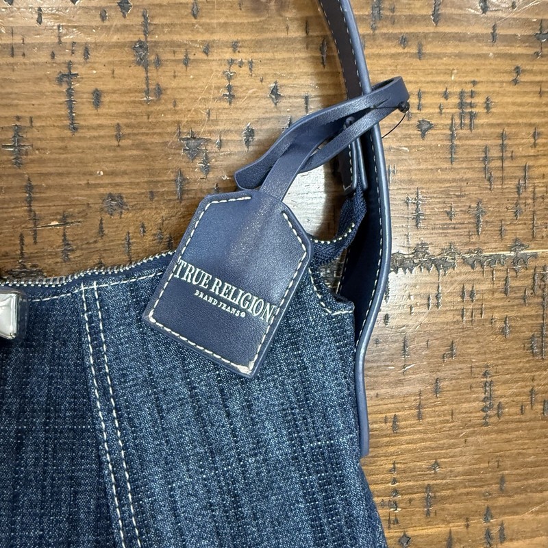 True Religion Dark Denim Hobo Handbag Shoulder Bag Tote Buddha Logo NWT $98 gallery