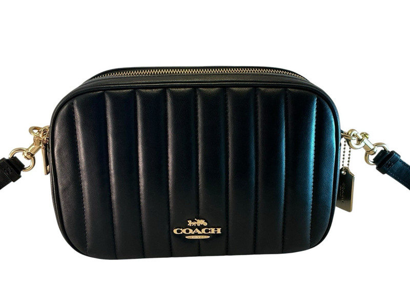 Coach Bag Jes Crossbody Bag Linear Puffy Quilted Black Leather C1569 Purse