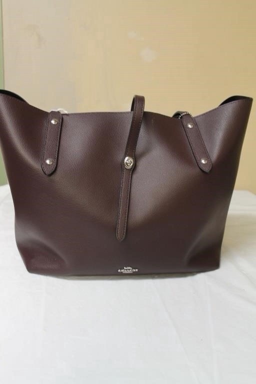 COACH Market Tote Bag Oxblood/ Brown Pebble Leather/ Black Lined Shoulder Bag