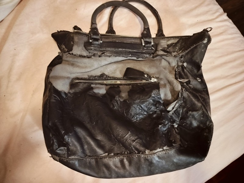 THRASHED Vintage Purse Guess Destroyed Grunge 90's Y2K Punk Metal Black Leather gallery