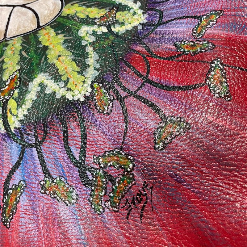 Hand Painted Bumble Bee Leather Hobo Bag Horse bit Anuschka Inspired gallery