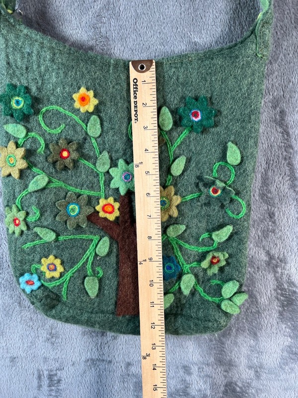 Handmade Knitted Felted Wool Bag Purse Flowers Cottagecore gallery