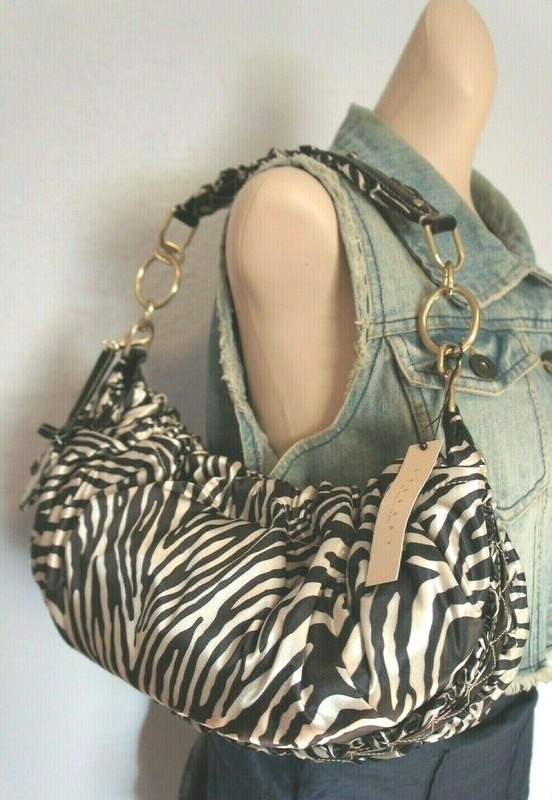 NWT Laundry by Shelli Segal Shoulder Satin Bag Color ZEBRA Style DTRU0472