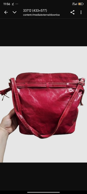 Vintage Glossy Burgundy Red Genuine Leather Tote Bag gallery