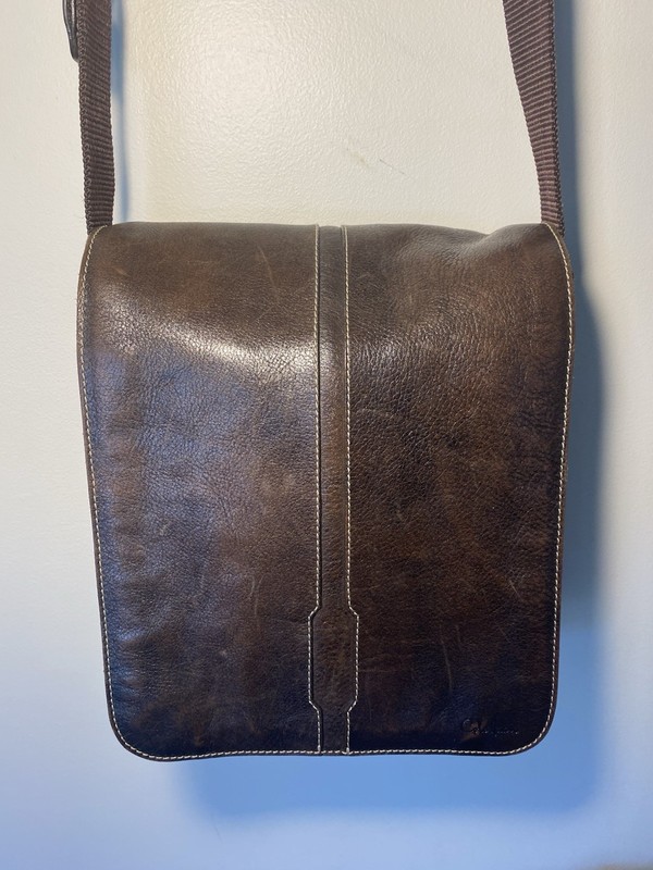 Cole Haan Flap Messenger Crossbody Bag 12” X 9” X 3” BROWN Pebble Leather