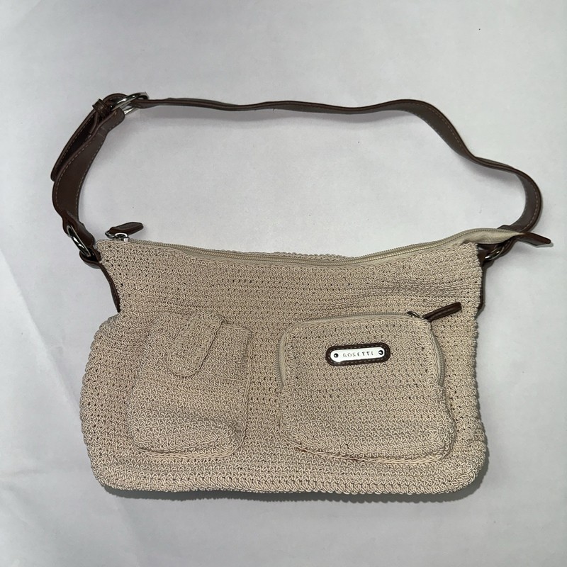 Beige Rosetti Vintage Woven Shoulder Bag