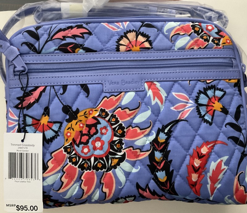 Vera Bradley Trimmed Crossbody Bag in Mural Garden Shoulder Bag. NWT