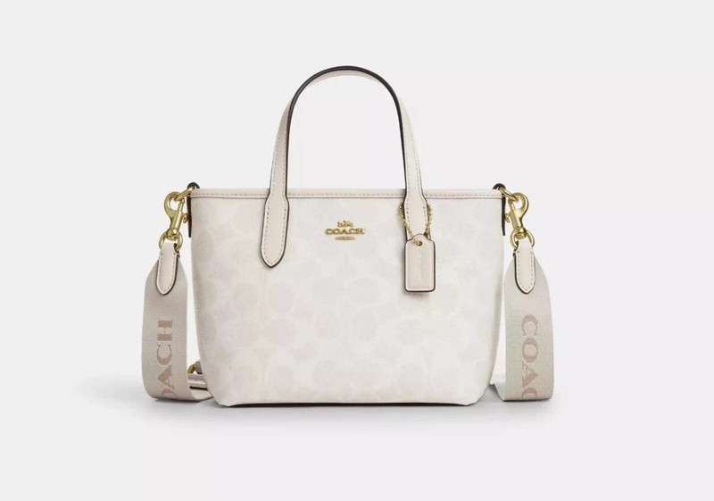 COACH City Mini Tote Bag Signature Canvas White Chalk CW032 Women Handbag NWT