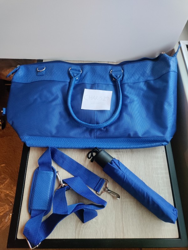 Ballistic Nylon Tote (15-13/16 in. X 6-1/2 in X 12 in) & Umbrella Set, Blue