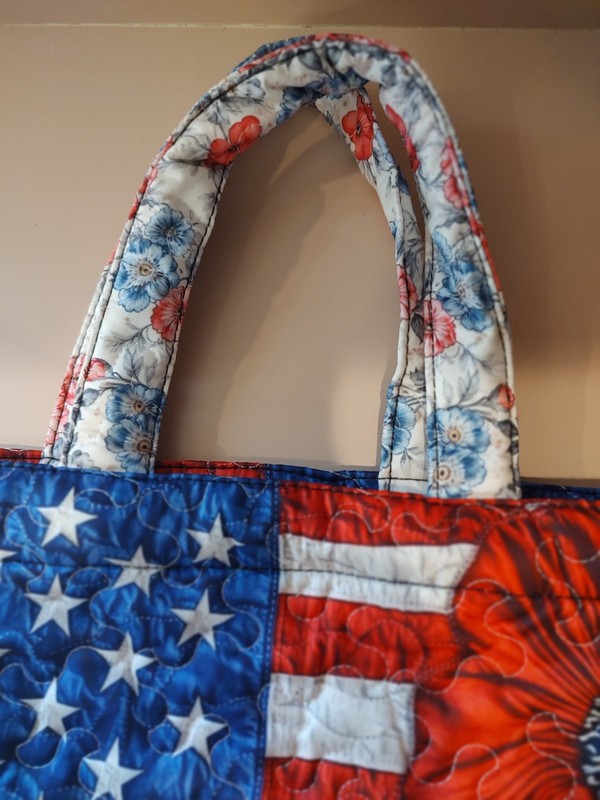 Quilted Tote Bag ~ Featuring a New Printed American Flag Design Shoulder Straps gallery