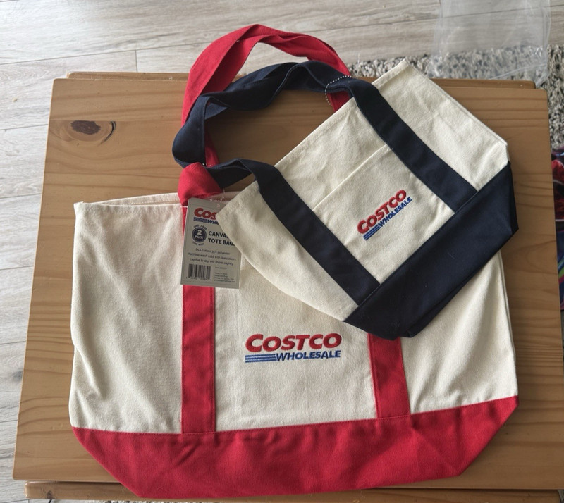Costco Wholesale Exclusive 2 Pack Canvas Tote Bag Large Red Mini Navy IN HAND gallery