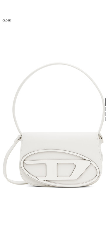 Diesel White Leather Shoulder Bag with Logo Accent