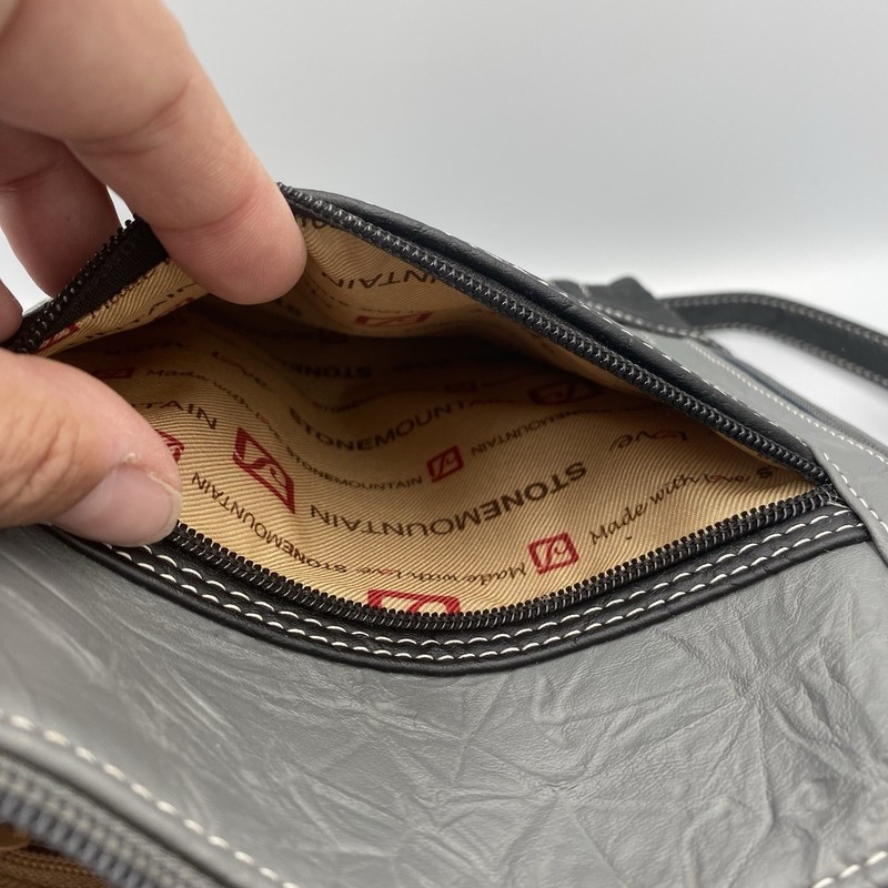 Stone Mountain Crossbody Bag Adjustable Strap Multi Zipper Pockets Grey Black gallery
