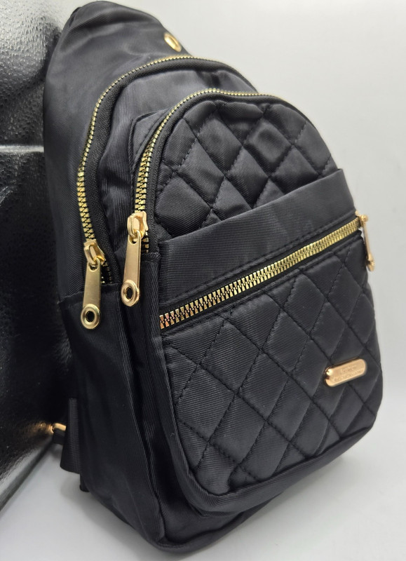 Single Strap Crossbody Backpack BLACK/GOLD Quilted Fashion Jingpin Creations New gallery