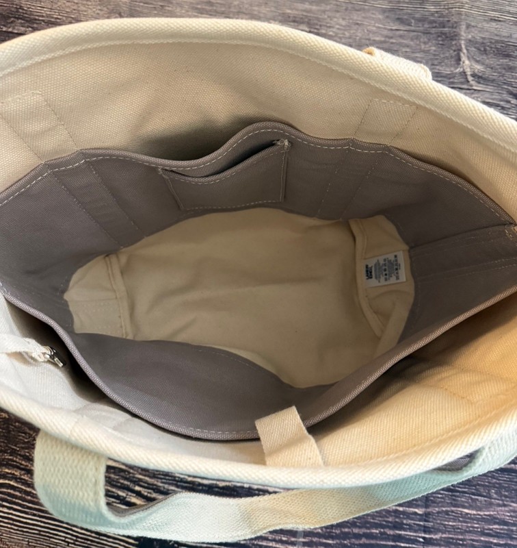 Lands' End Medium 5 Pocket Open Top Canvas Tote Bag in Natural/Silver Graphite gallery