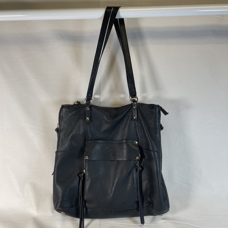 KOOBA Black Pebbled Leather Double Handle Satchel Shoulder Bag-Read-See Photos