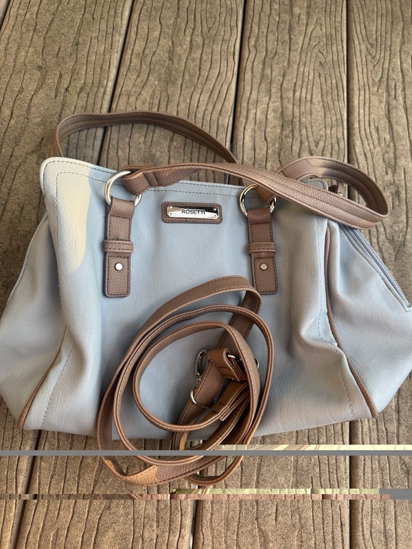 Rosetti Light Blue Satchel Medium Zip Top Double Handles Detachable Strap