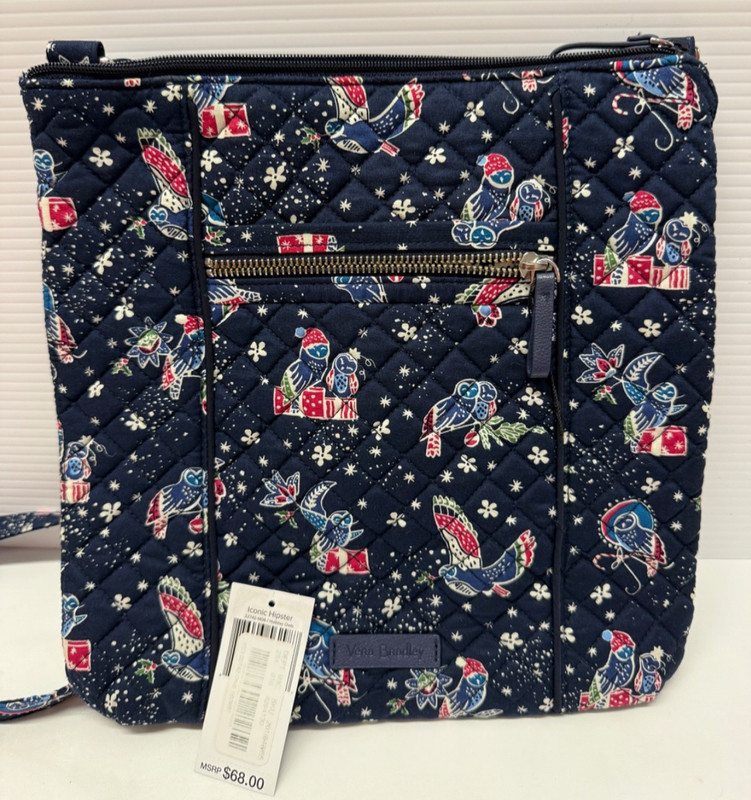 Vera Bradley Holiday Owls Navy Hipster Crossbody Purse Retired New NWT MSRP $68