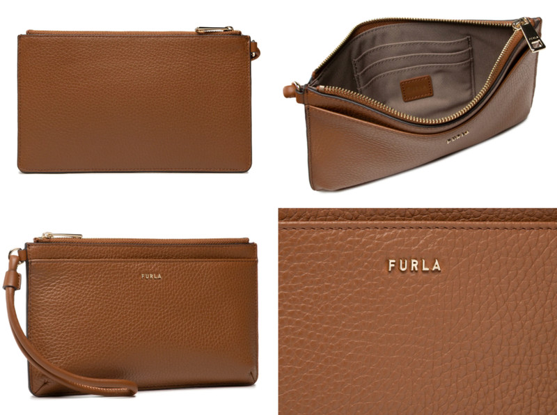 Furla Babylon Mini Handbag Clutch Wristlet Cognac BNWT