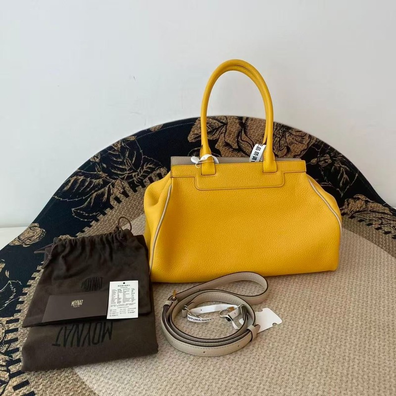 Moynat Tote Bag Yellow Leather Shoulder Tote 37cm Limited Trim Design Large Bag