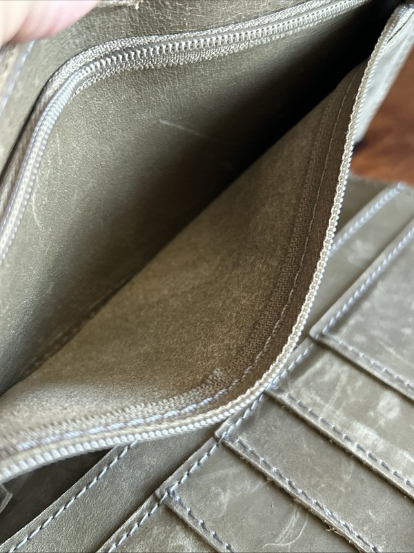 ABLE All Leather Bag Wristlet Wallet Clutch Boho Handmade Ethiopia Taupe Gray gallery