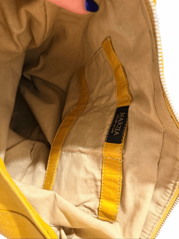 Marzia Women's Yellow Genuine Leather Hobo Slouch Shoulder Bag Purse Italy gallery