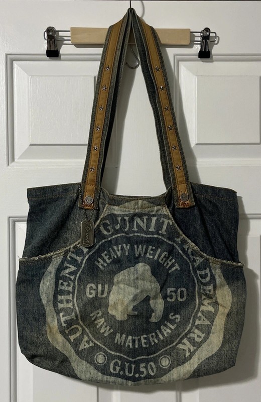 Vtg G-Unit Heavyweight Denim Tote Bag w/ Graphic Print Y2K GU 50 Logo