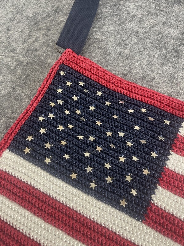 Handmade Bag Womens American Flag Beaded Handbag Tote Made Turkey N265 gallery
