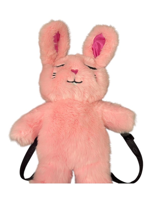 Betsey Johnson Pink Bunny Backpack Plush Furry Bag Rabbit Purse Large