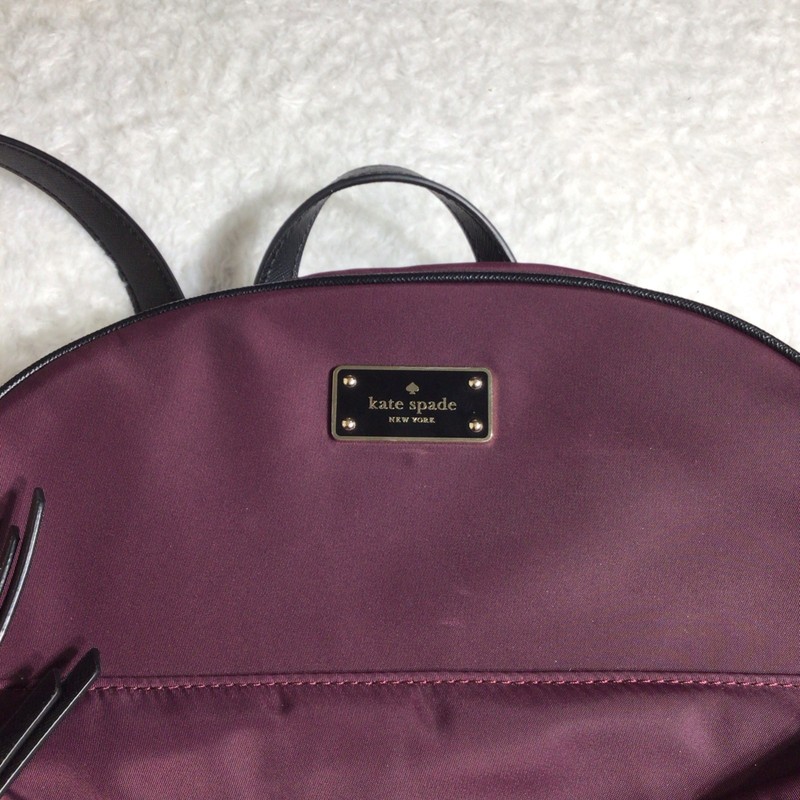 Kate Spade New York Backpack Book Bag Tote Purple Gold Hardware Black Trim gallery