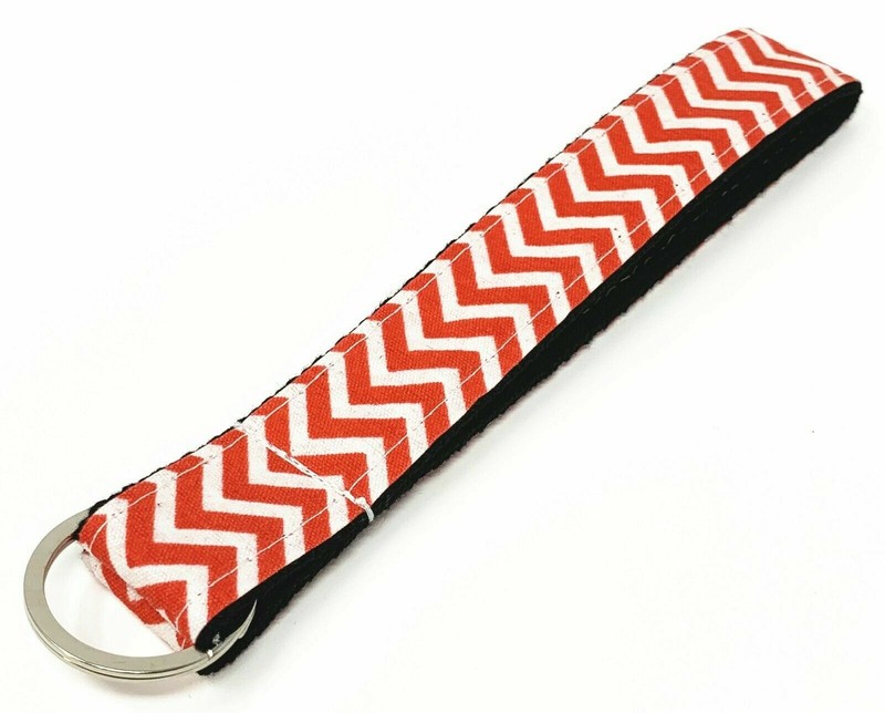 Multi Color Heavy Webbing Chevron Wristlet key fob with key ring